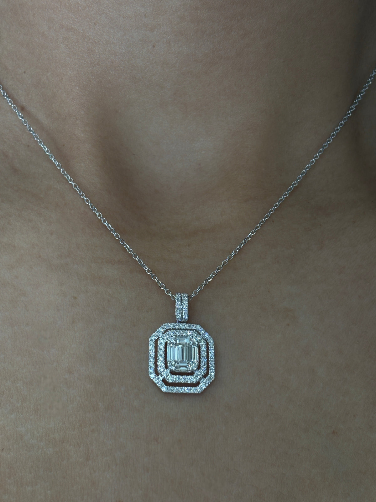 Classic Baguette Diamond Necklace