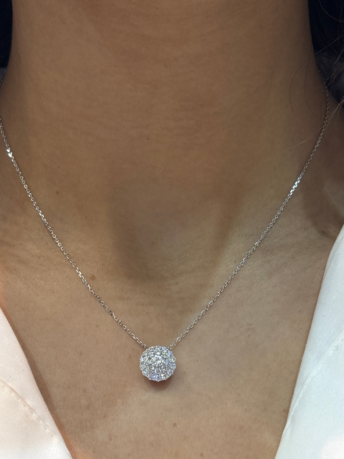 Classic Diamond Halo Necklace