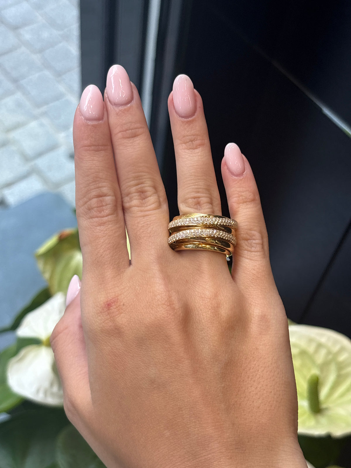 Large Crossover Diamond Ring