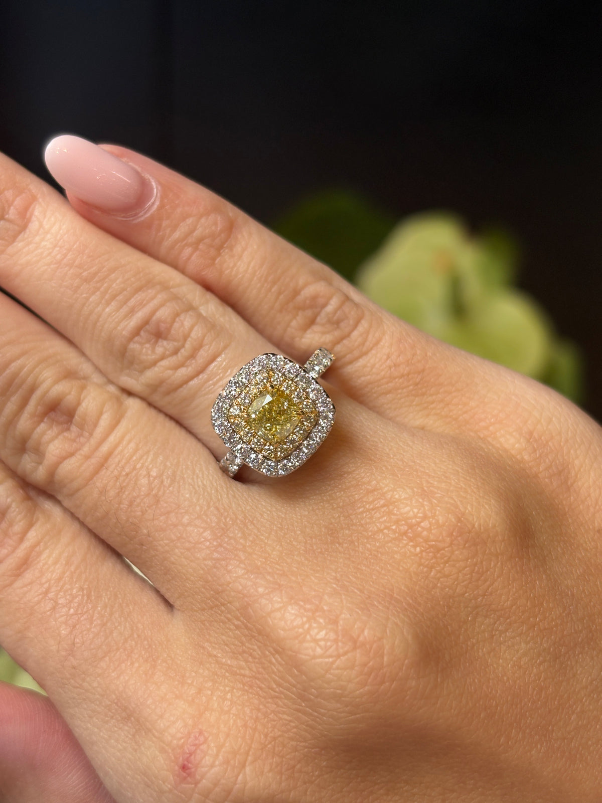 Yellow Cushion Ring