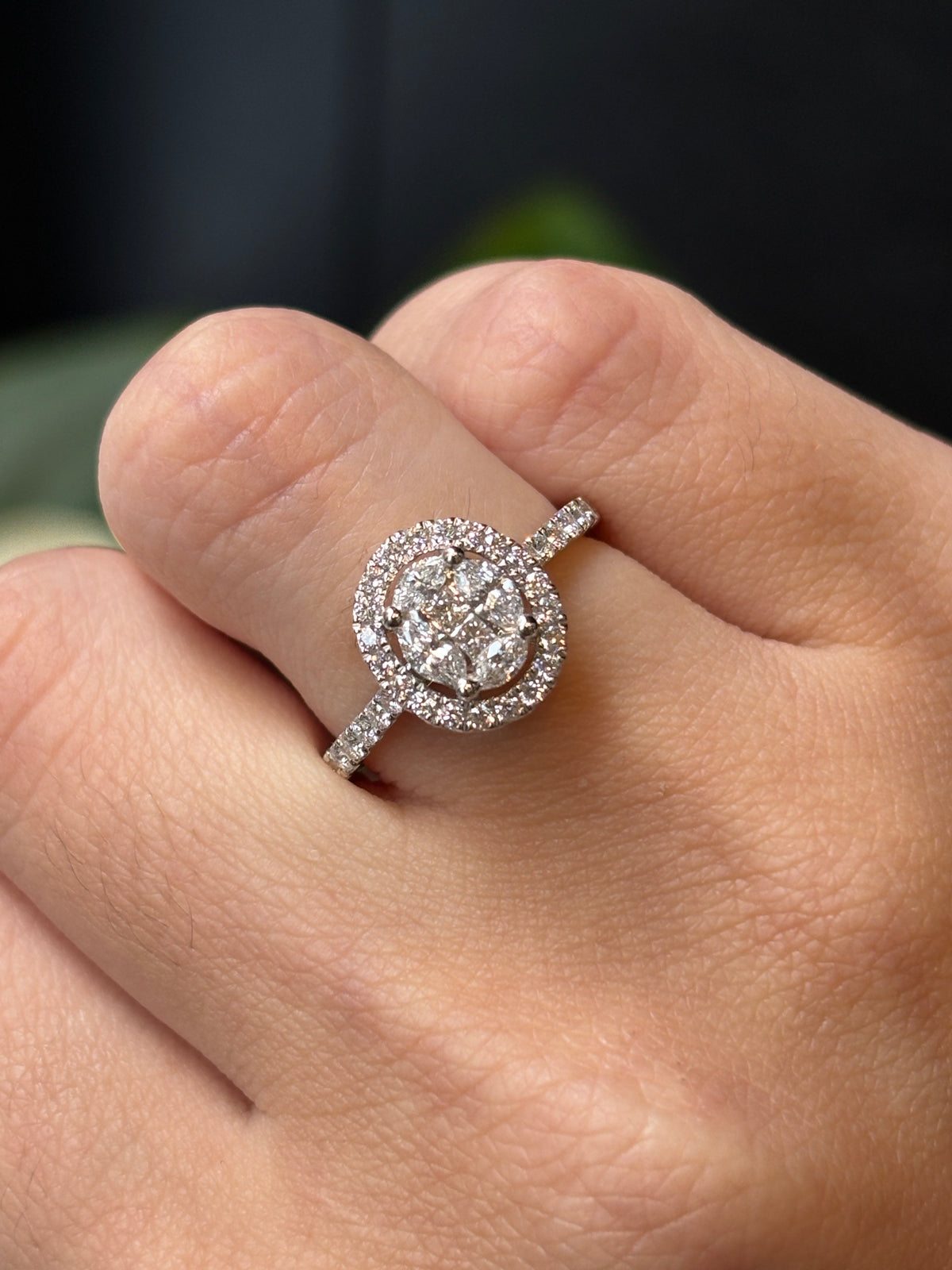 Oval Cluster Diamond Ring