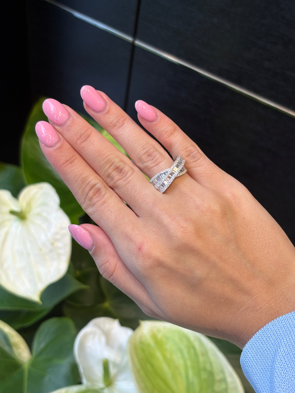 The Baguette Crossover Ring