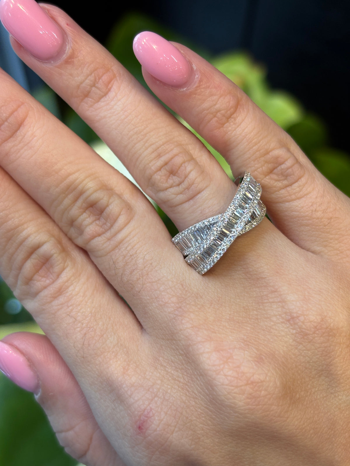 The Baguette Crossover Ring
