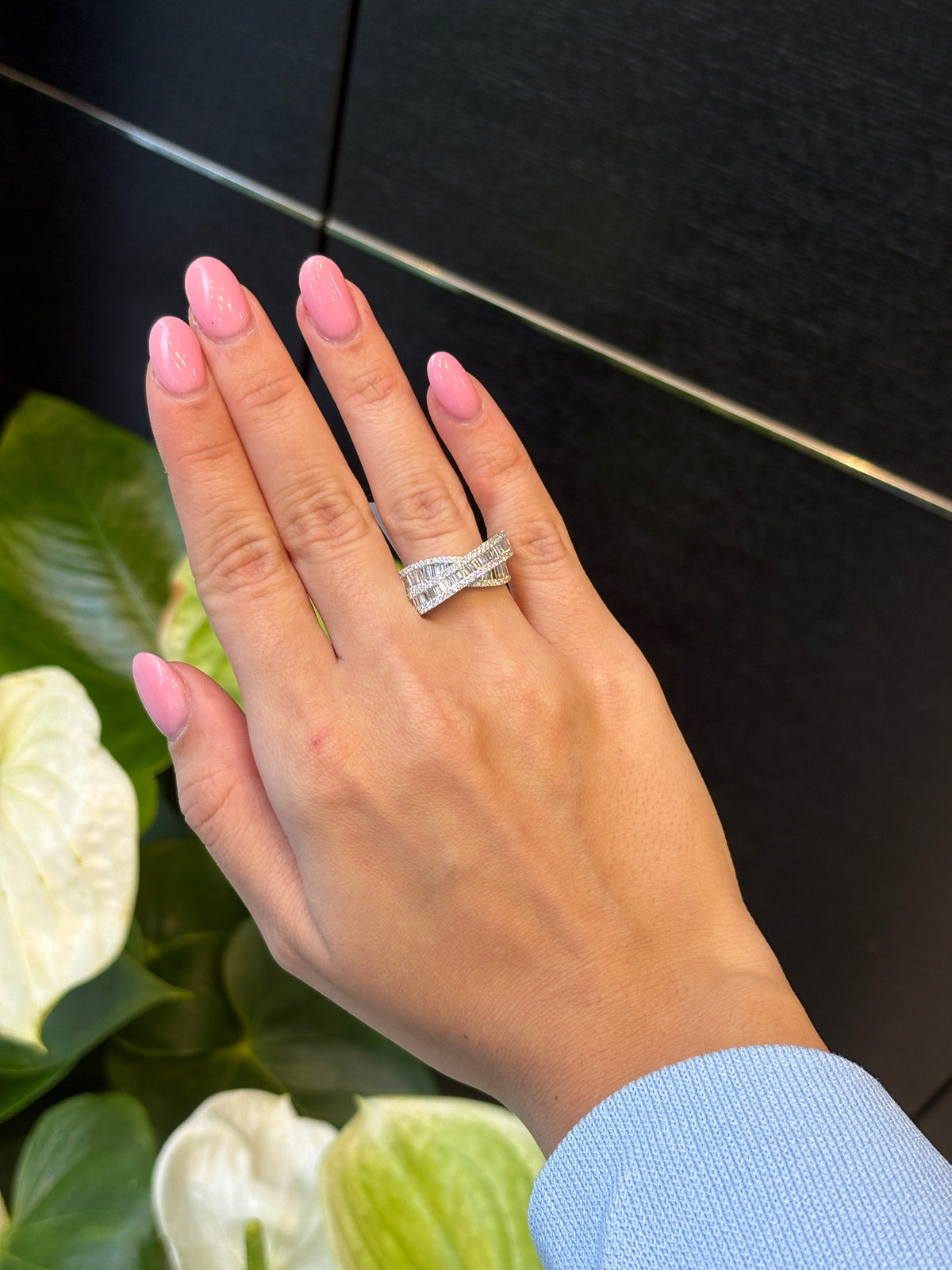 The Baguette Crossover Ring