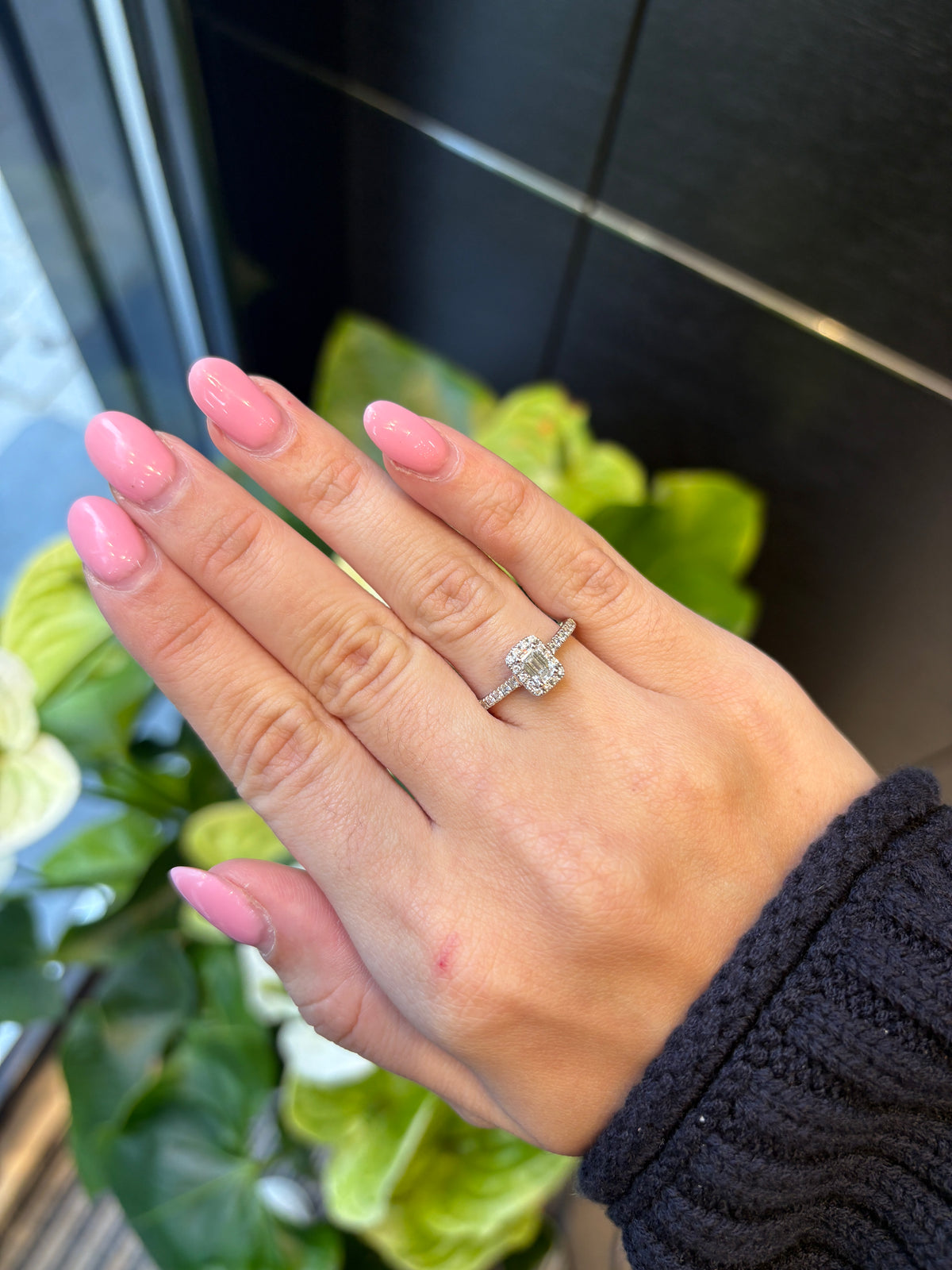 Emerald Elegance Diamond Halo Ring