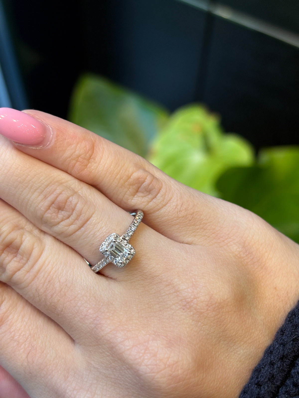 Emerald Elegance Diamond Halo Ring