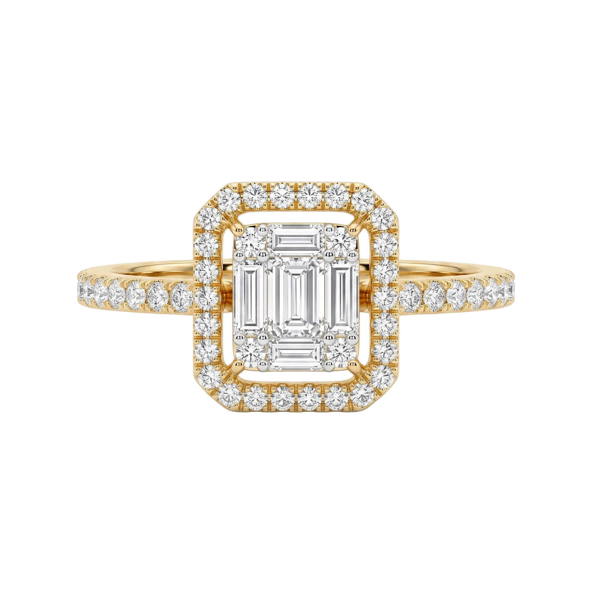 Bague carrée en diamant émeraude