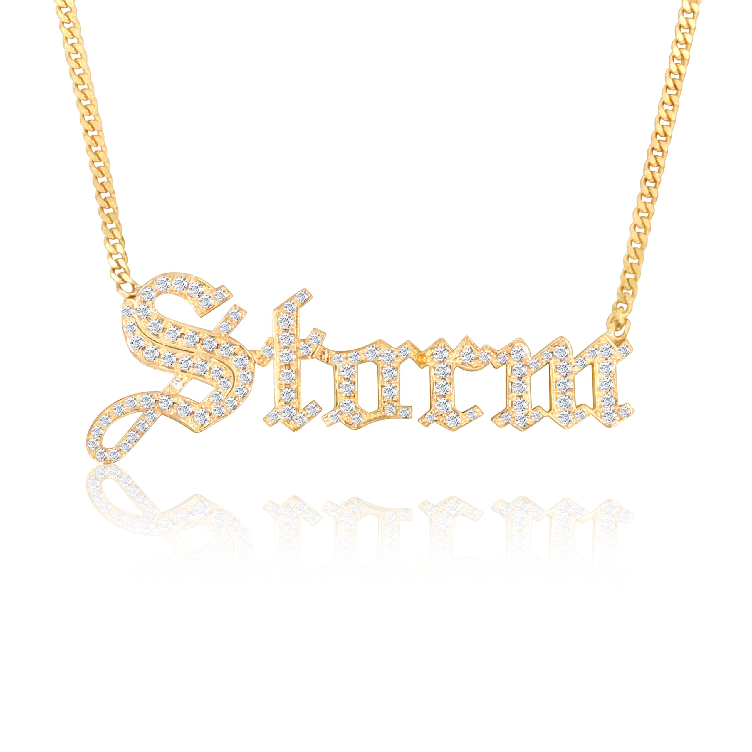Old English Nameplate Necklace