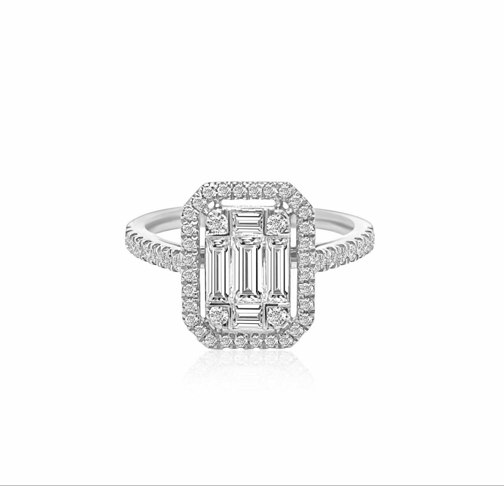 Illusion Emerald Halo Ring