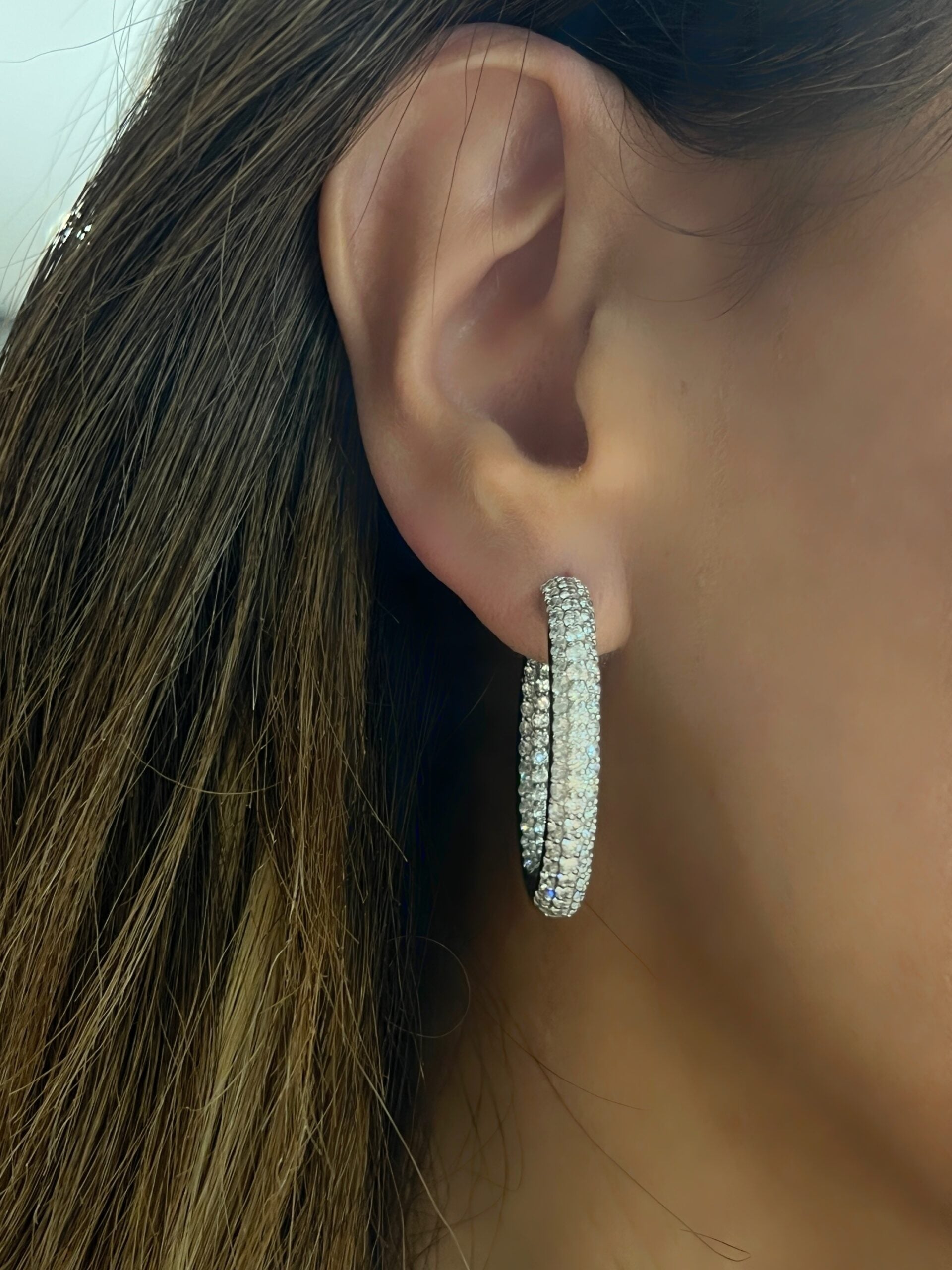 Inside Out Pavé Diamond Hoops
