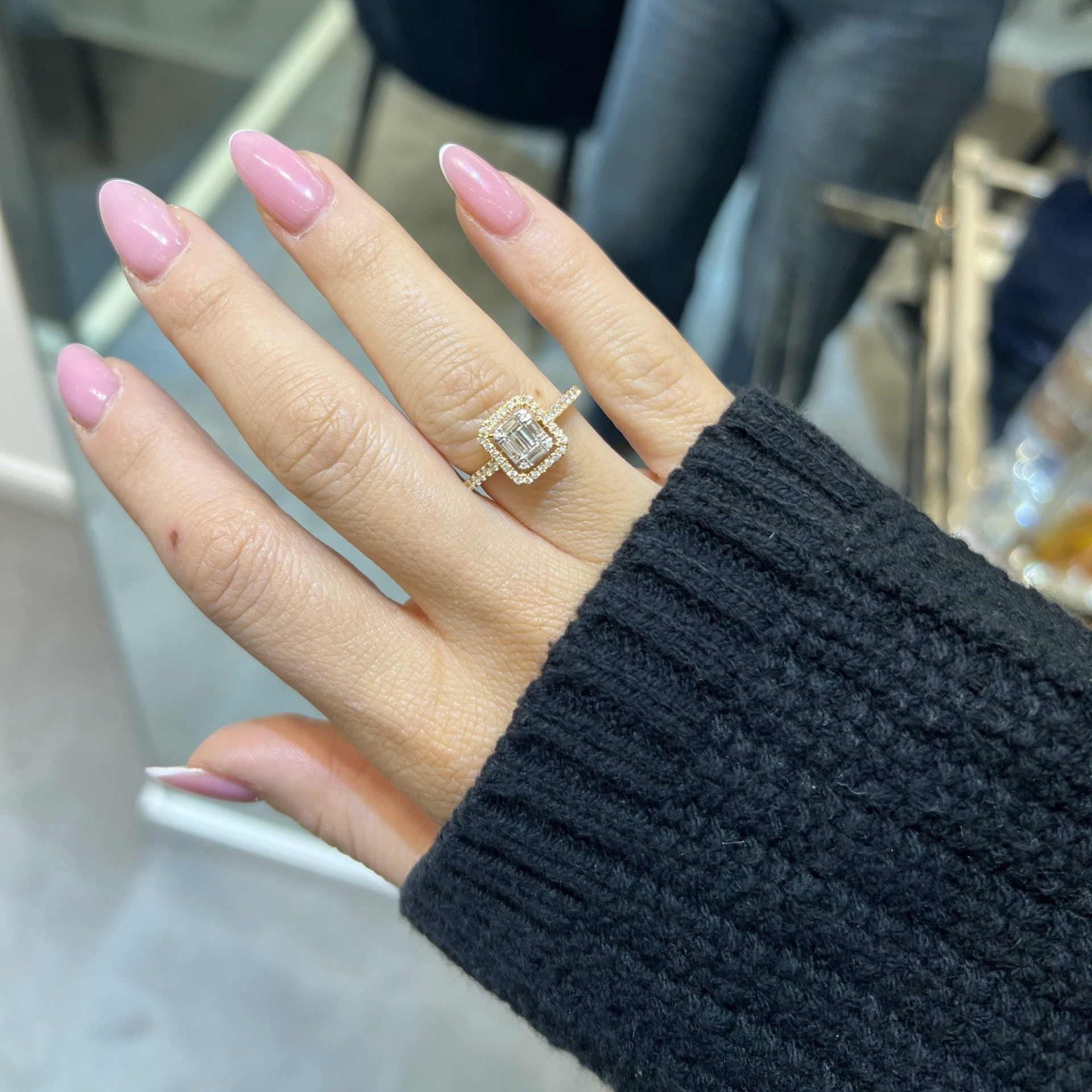 Square Emerald Diamond Ring