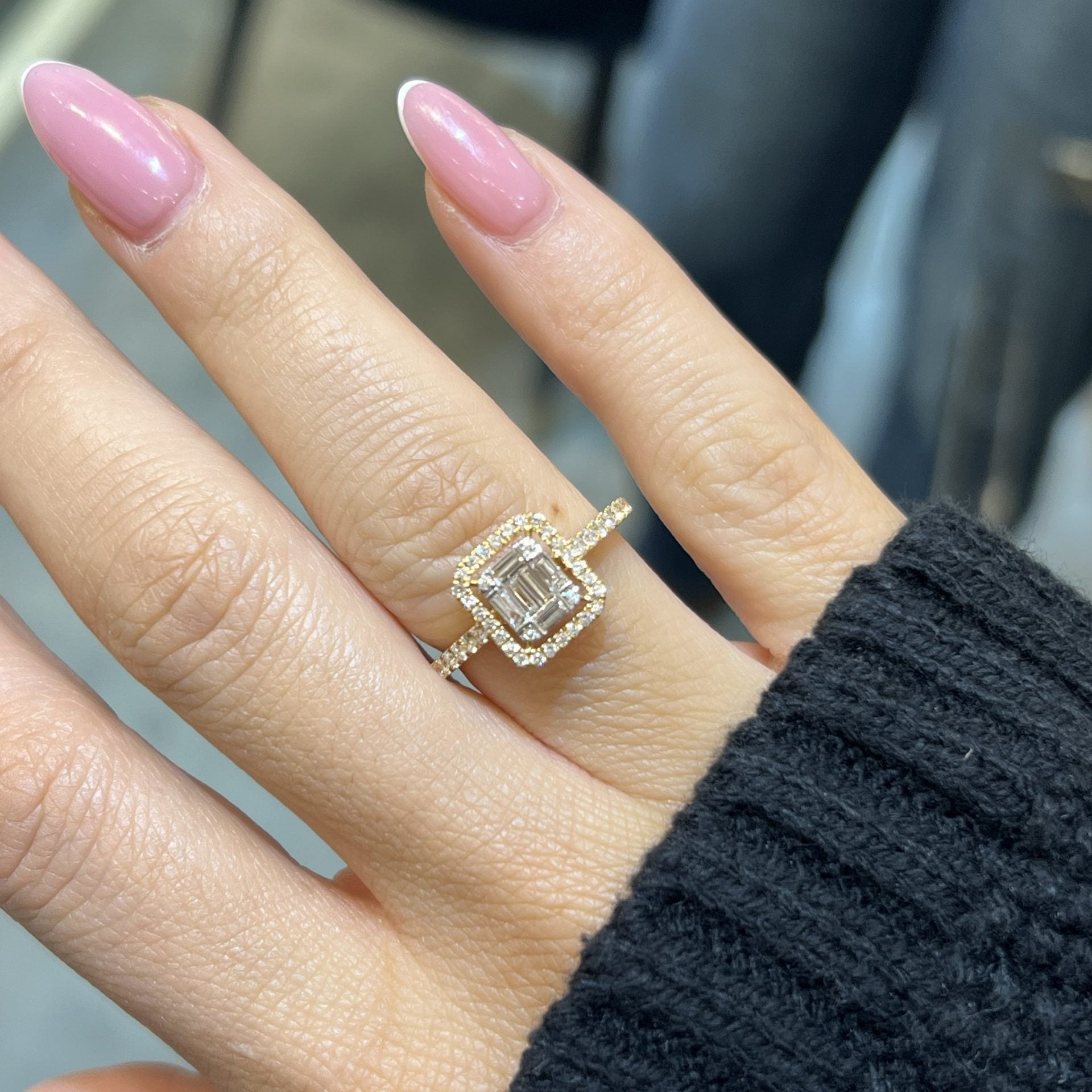 Square Emerald Diamond Ring