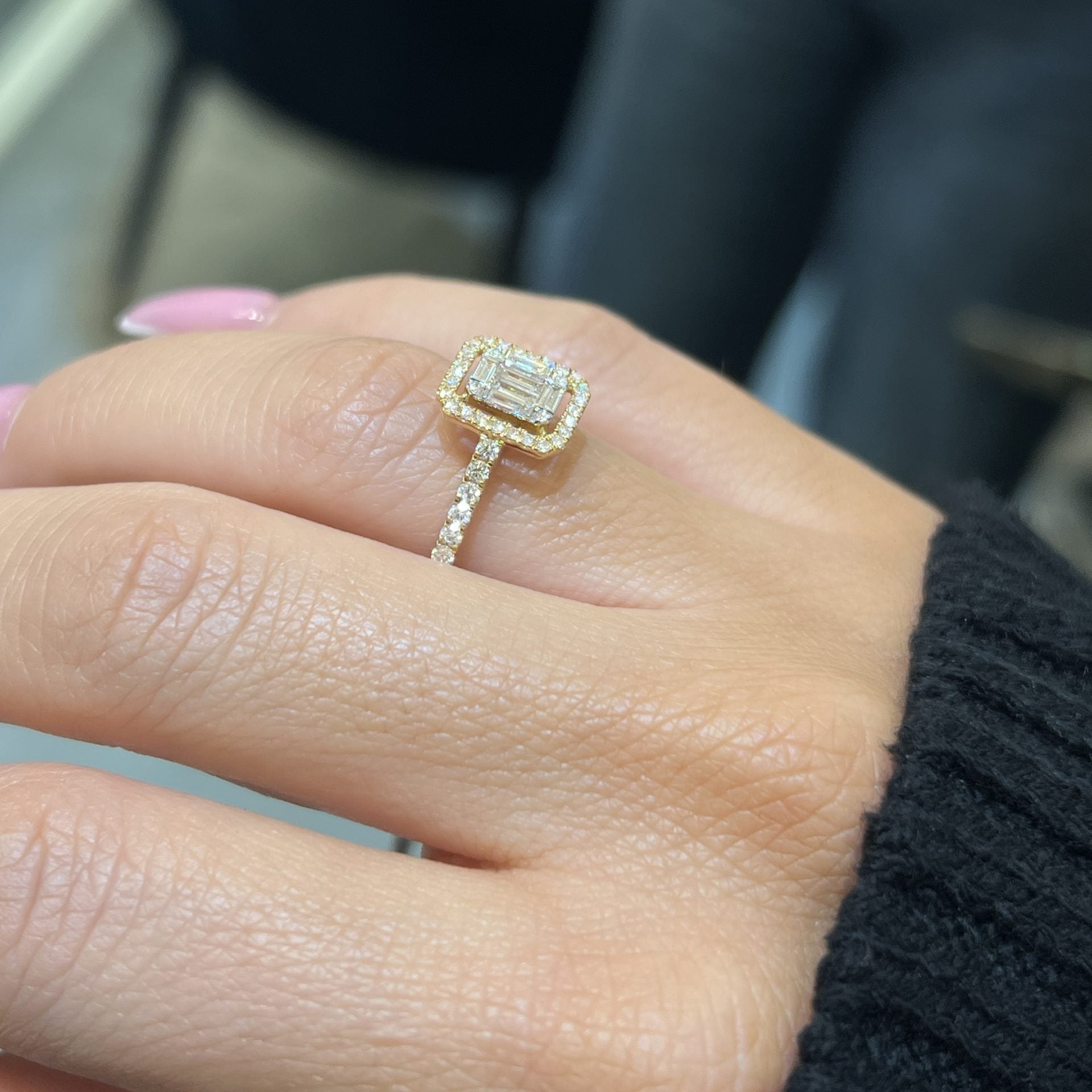 Square Emerald Diamond Ring