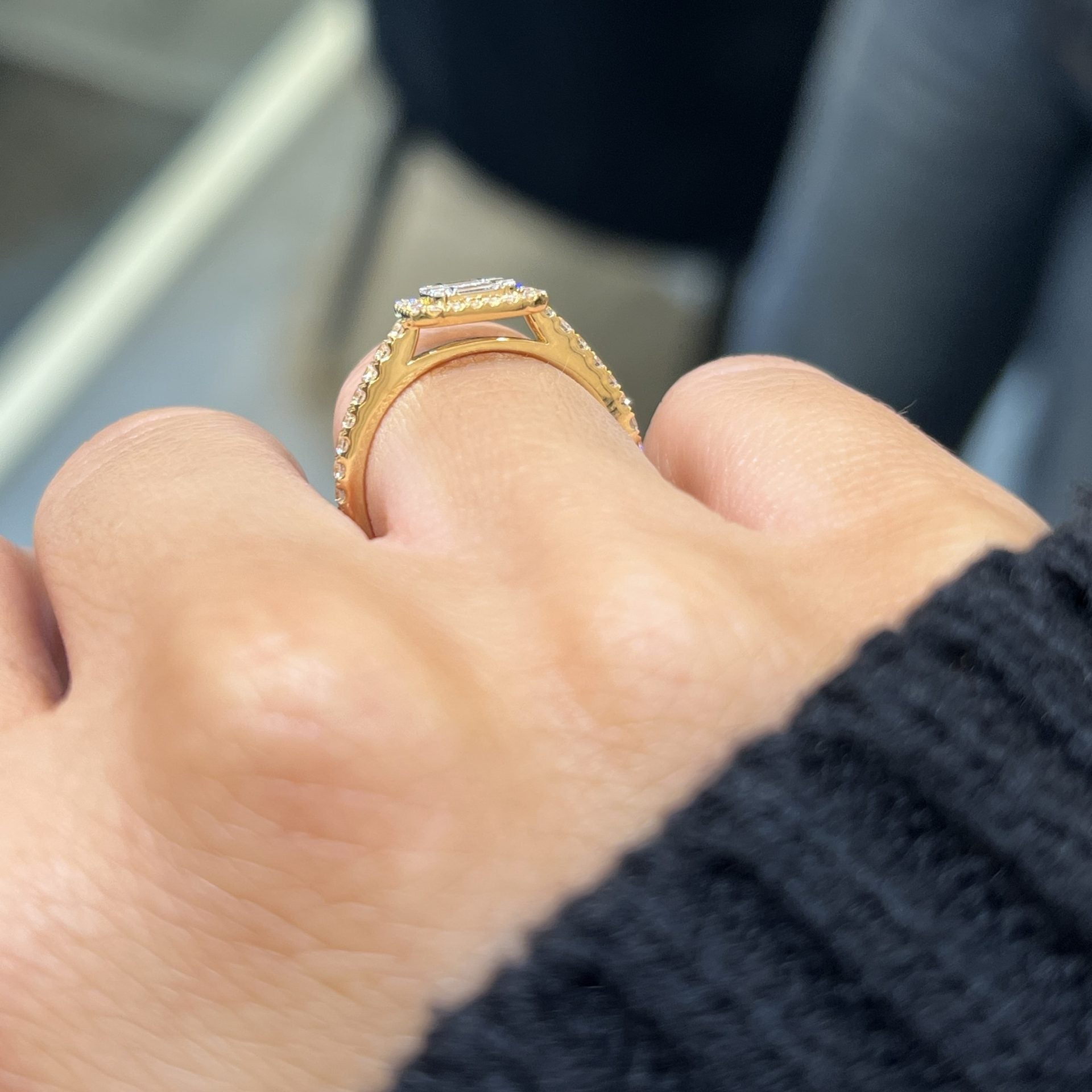 Square Emerald Diamond Ring