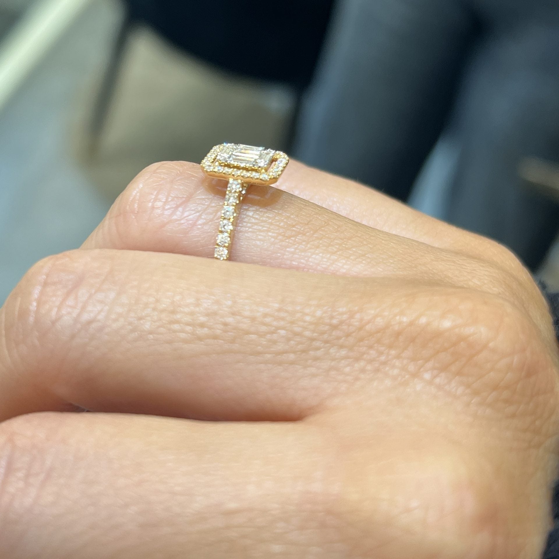 Square Emerald Diamond Ring