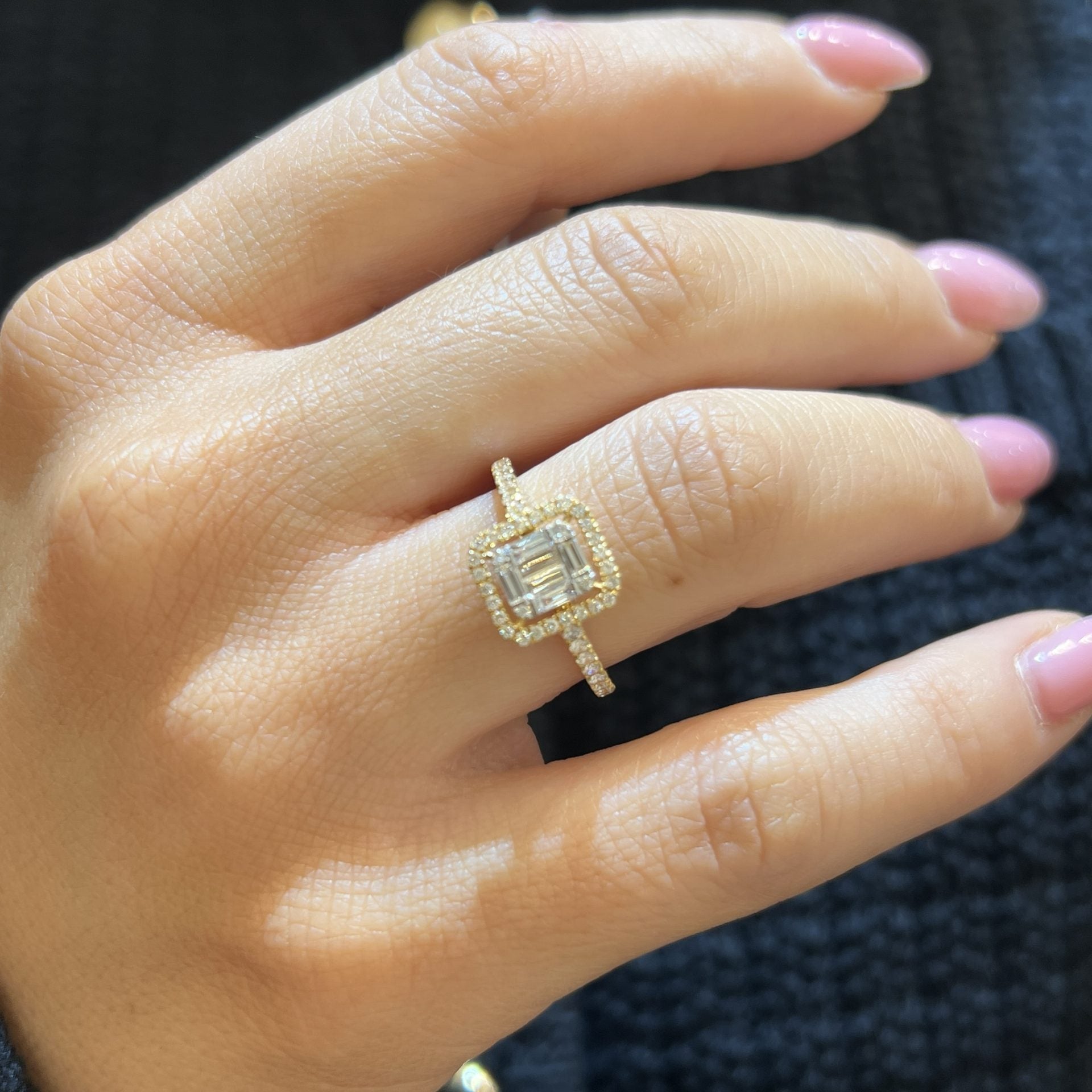 Square Emerald Diamond Ring