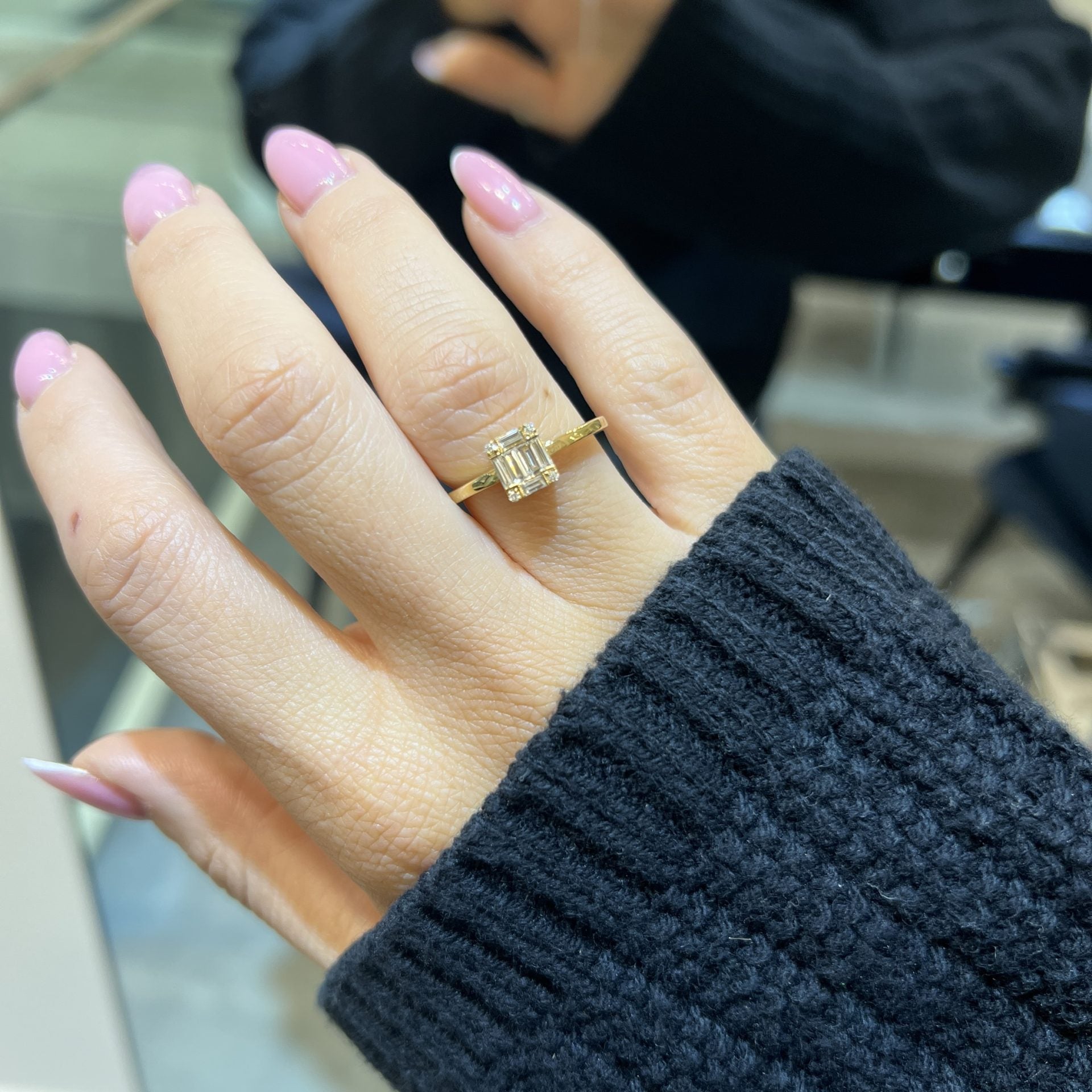 Multiple Diamond Emerald Ring