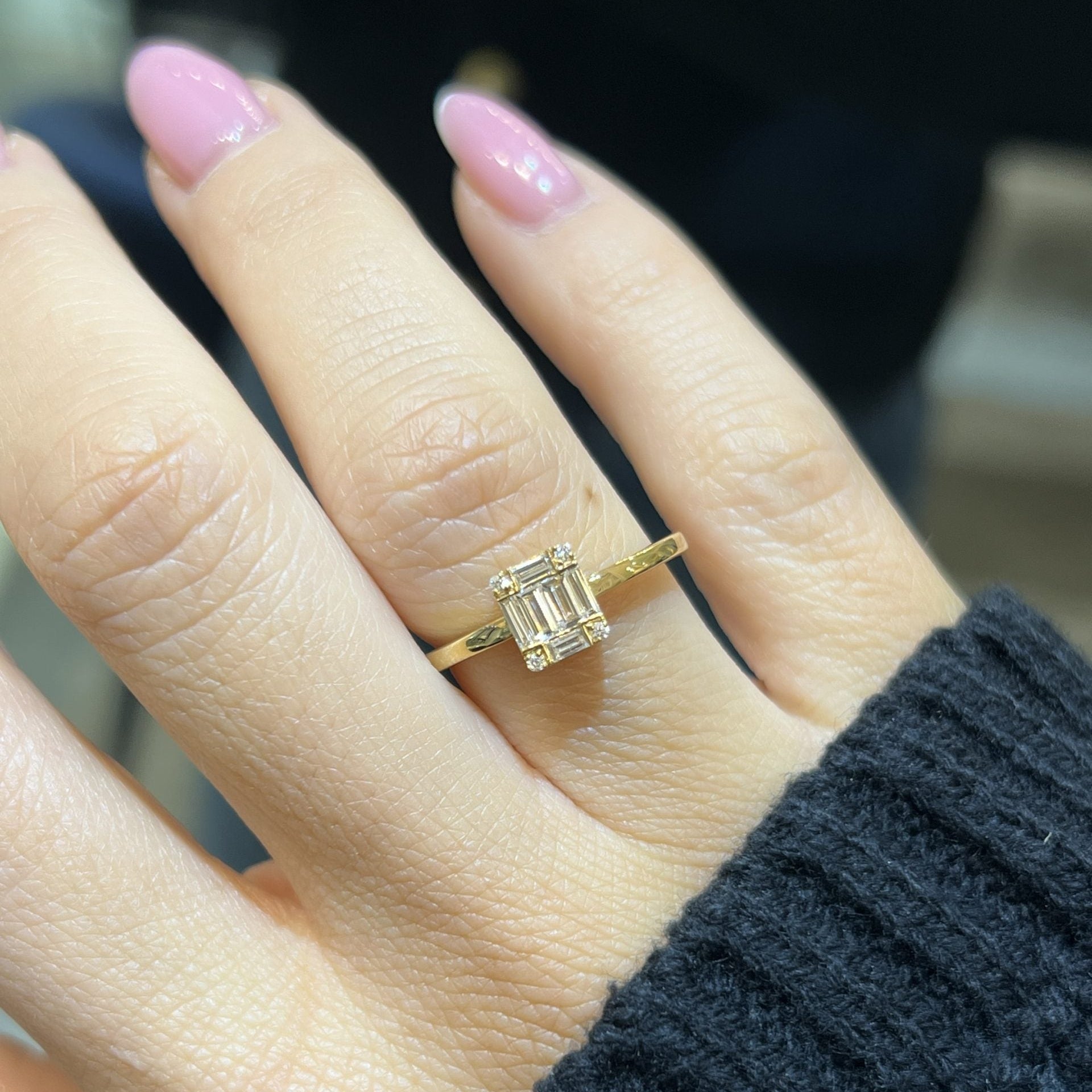 Multiple Diamond Emerald Ring