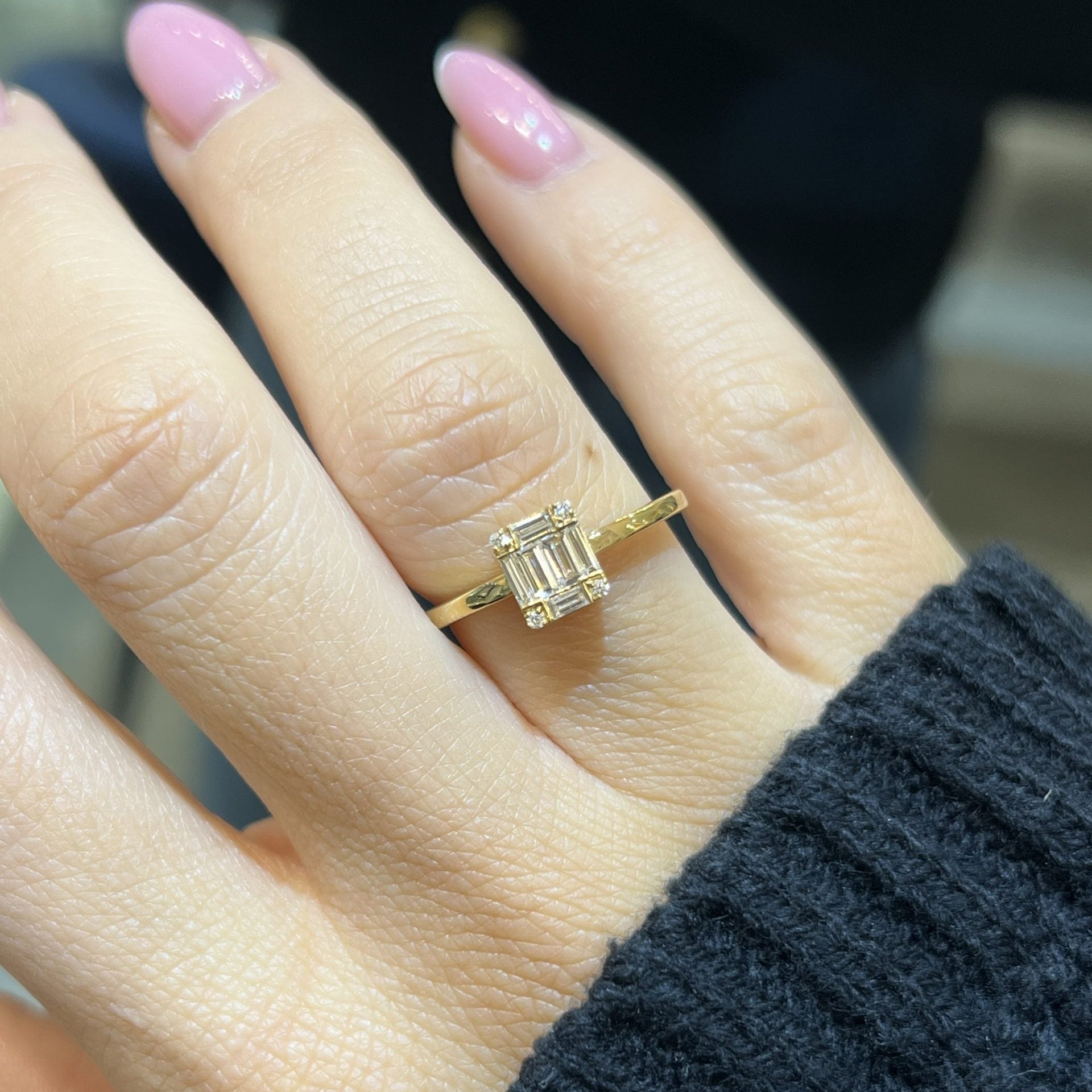 Multiple Diamond Emerald Ring