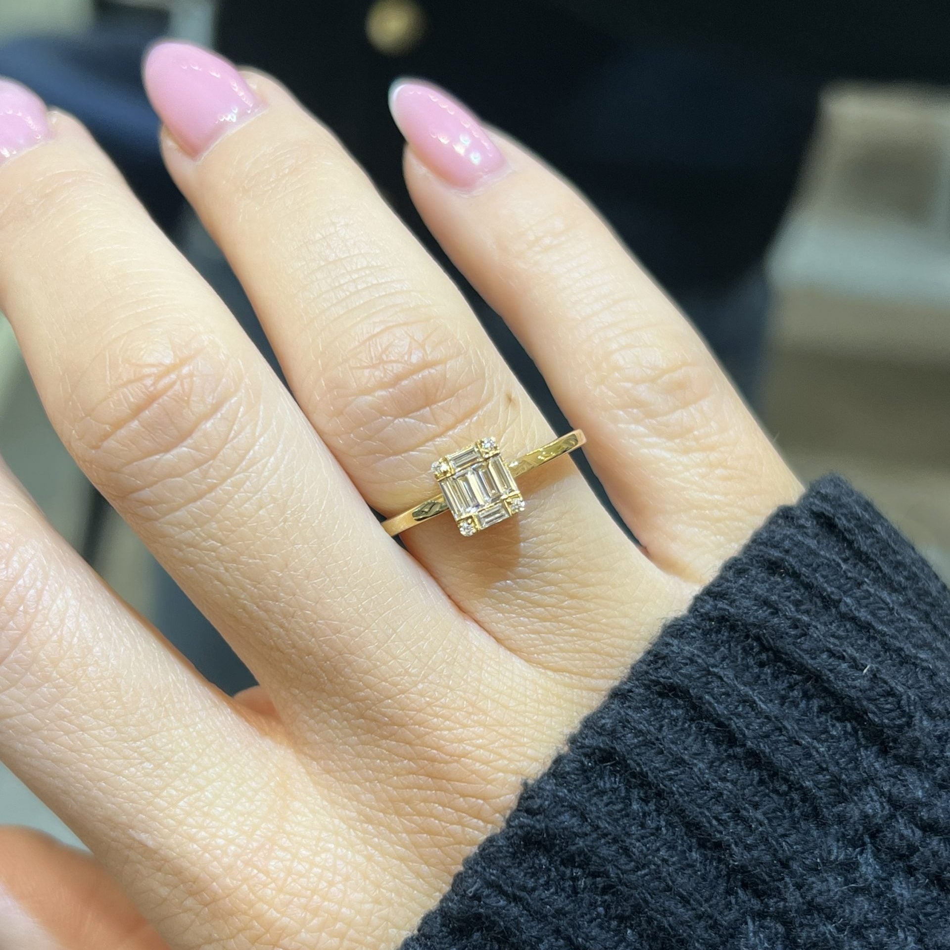 Multiple Diamond Emerald Ring