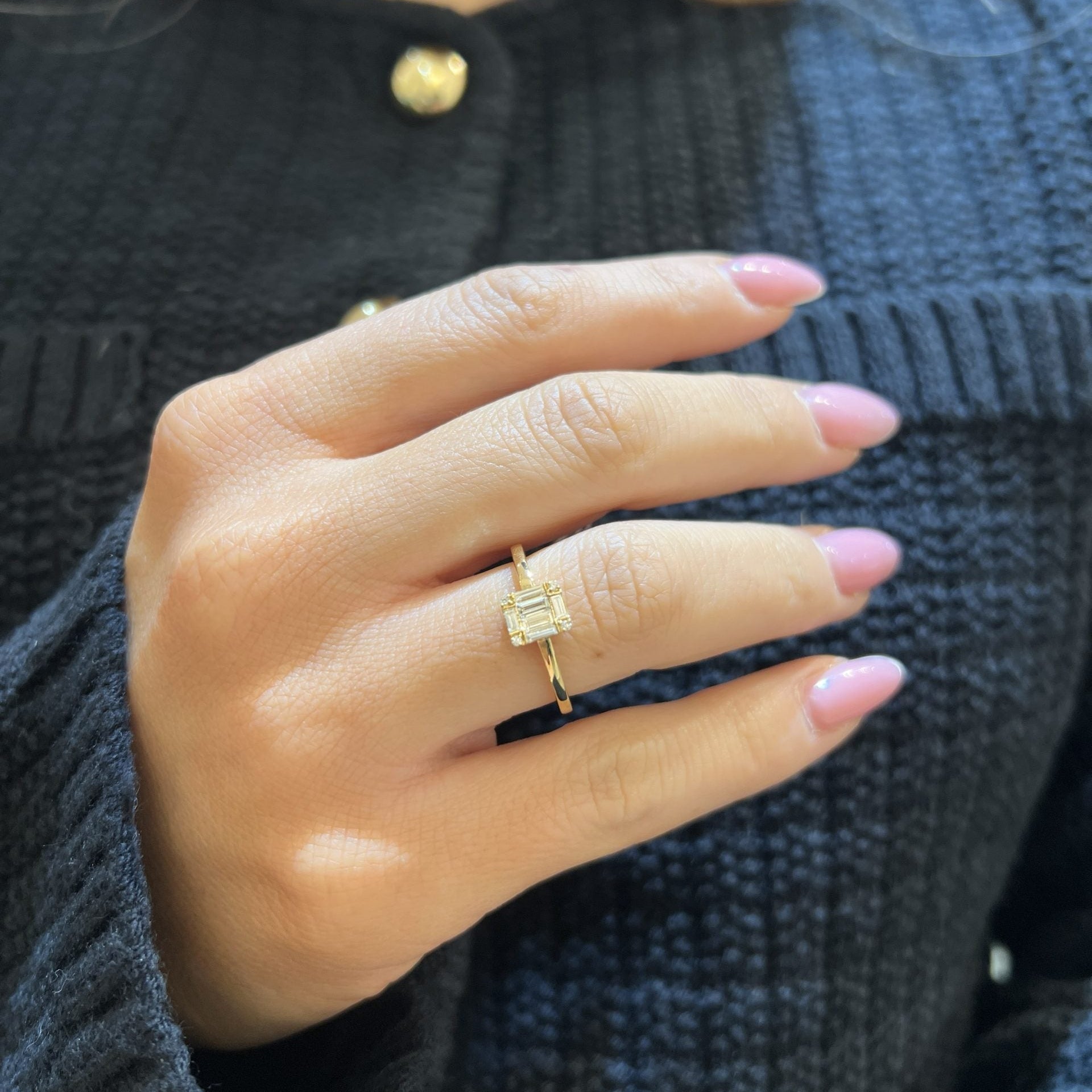 Multiple Diamond Emerald Ring
