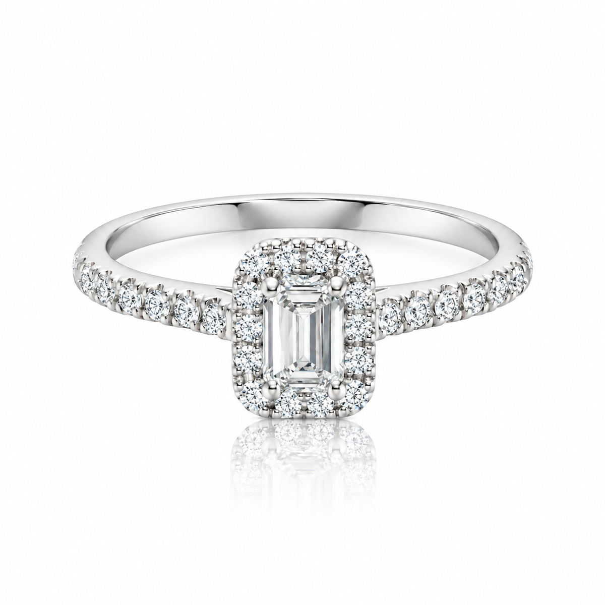 Emerald Halo Pavé Diamond Ring - 18K Gold