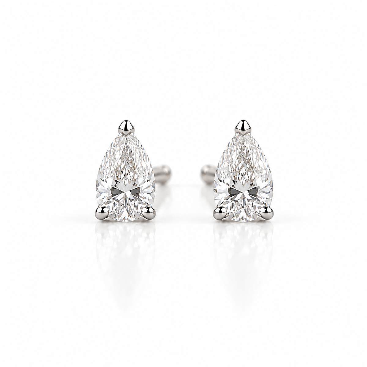Pear-Cut Solitaire Stud Earrings 0.60ct - 18K Gold