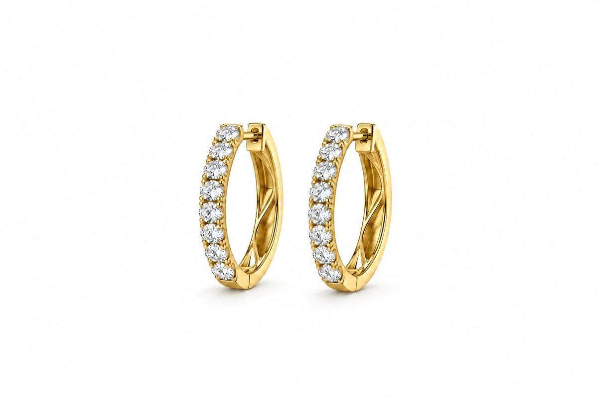 Diamond Set Hoops