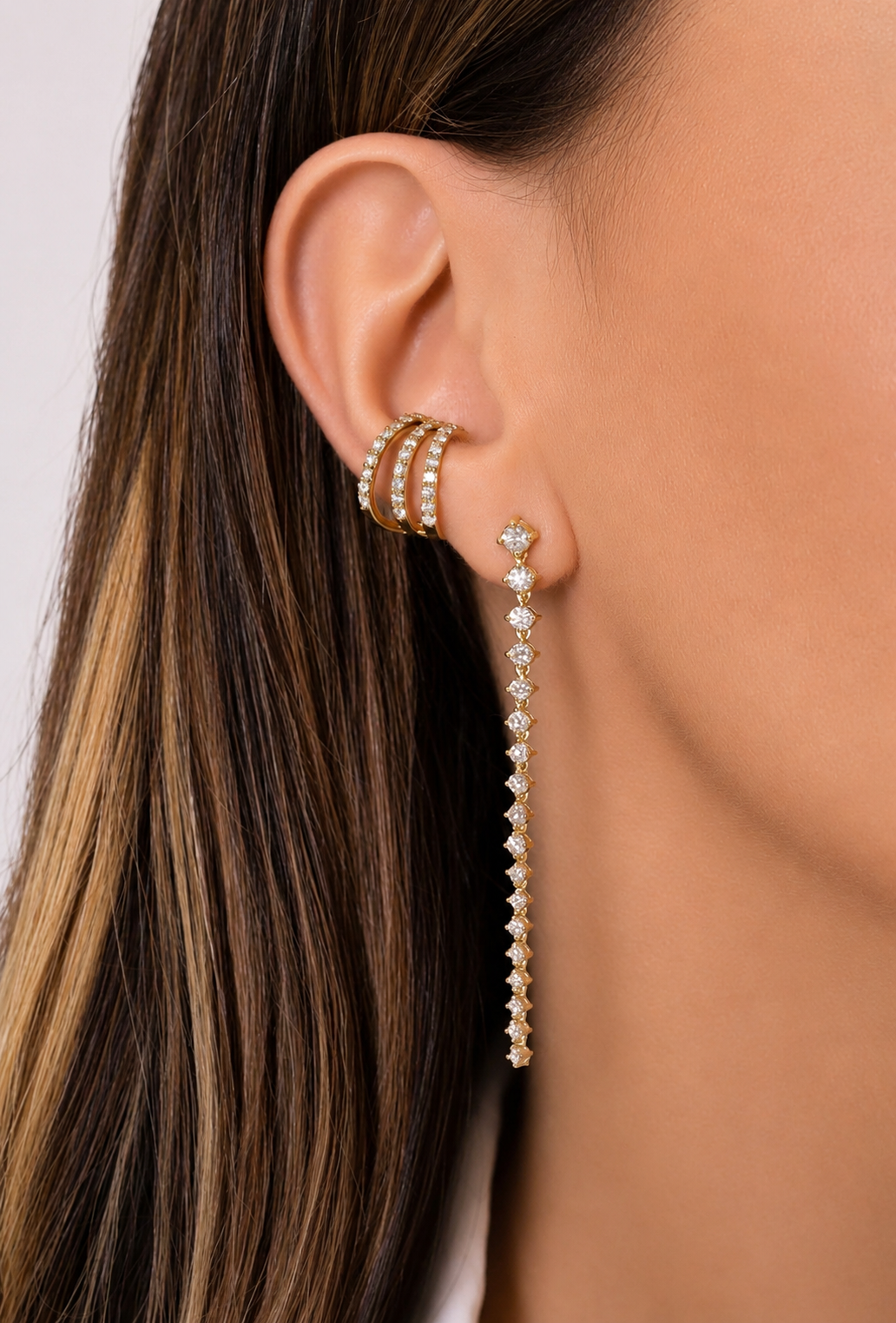 Triple Diamond Earrcuf