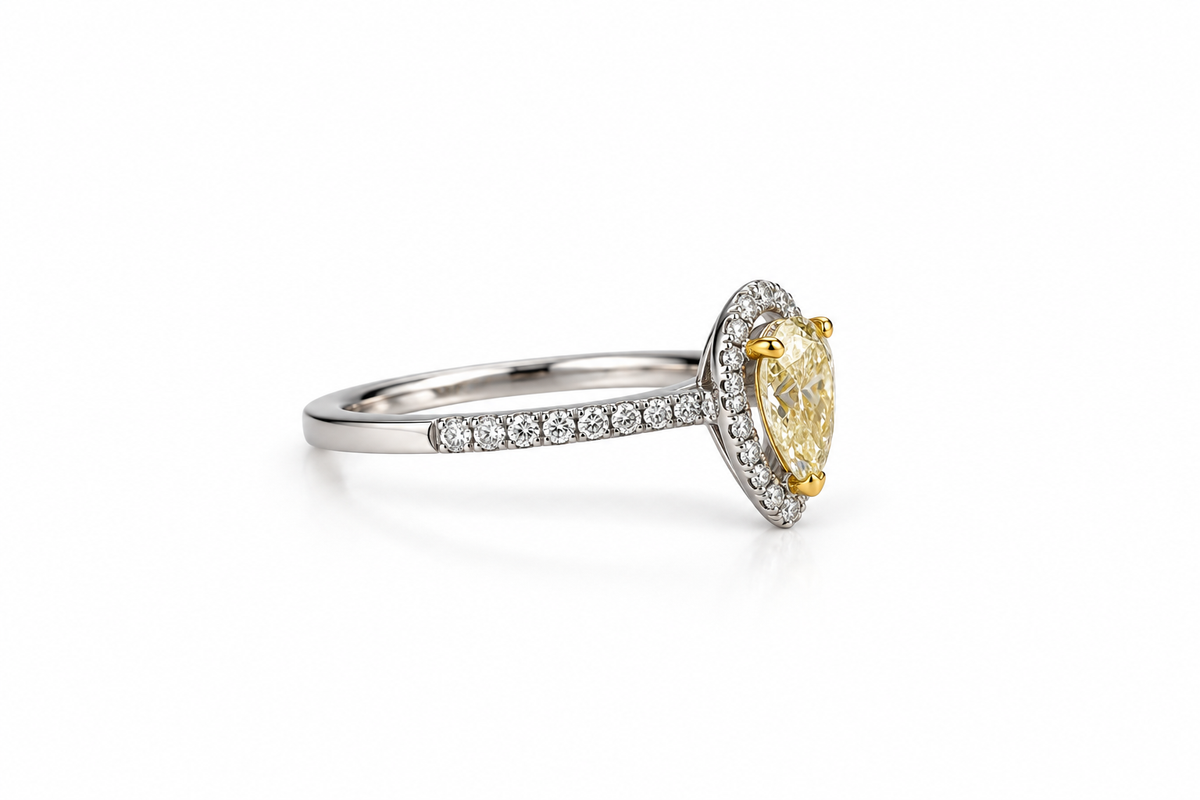 Pear Halo Diamond Ring