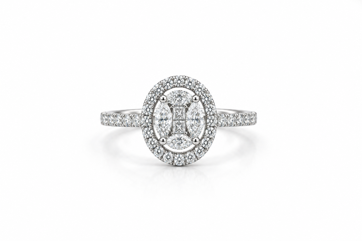 Oval Cluster Diamond Ring