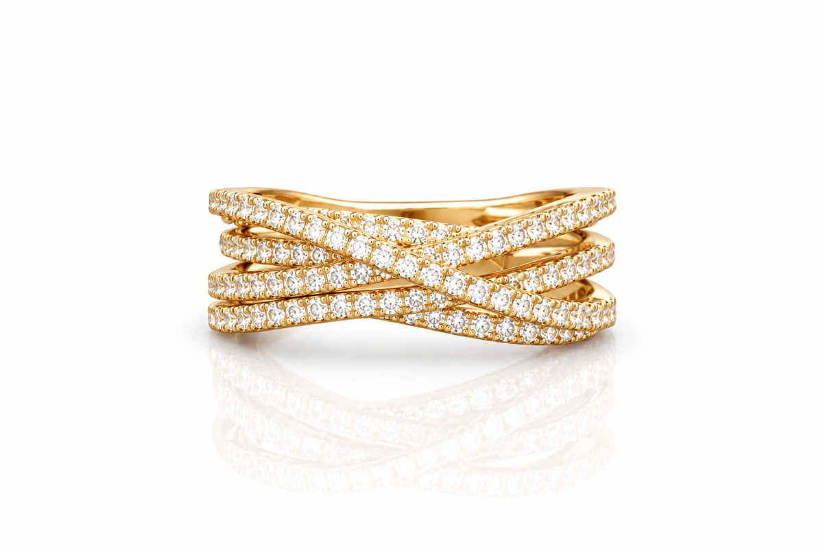 Twist Crossover Diamond Ring - 18K Gold