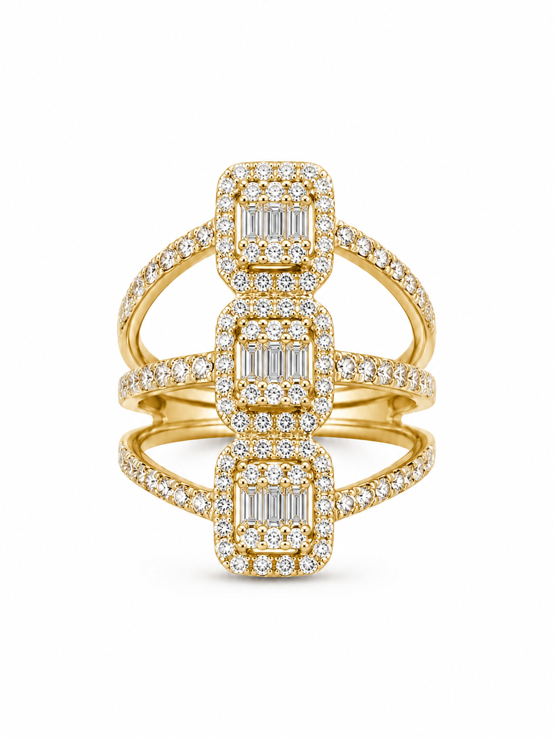 Three Emerald Diamond Ring