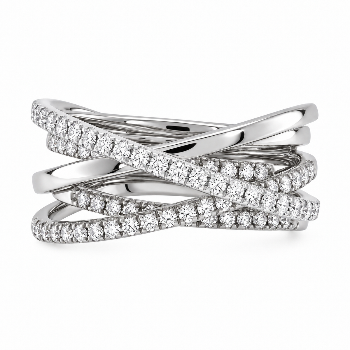 Multiple Crossover Diamond Ring - 18K Rose Gold