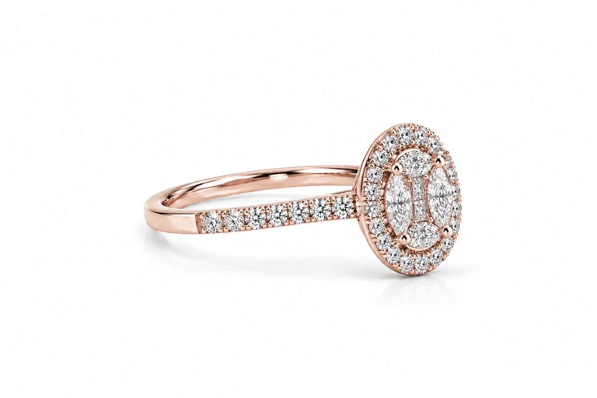 Oval Cluster Diamond Ring