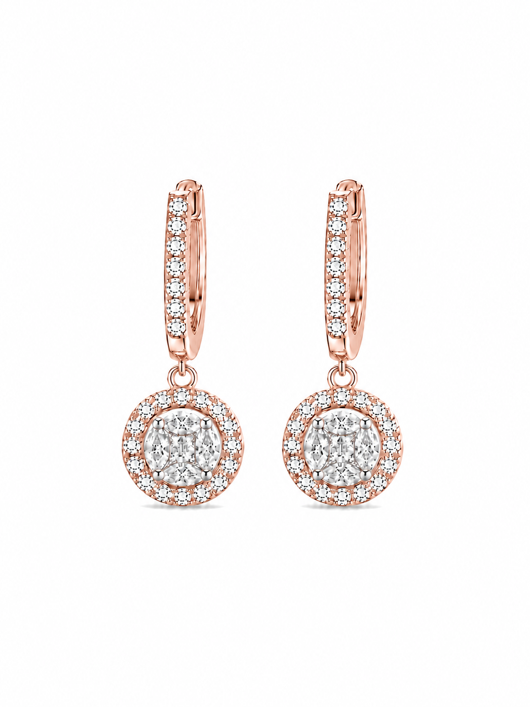 Diamond Halo Drop Earrings