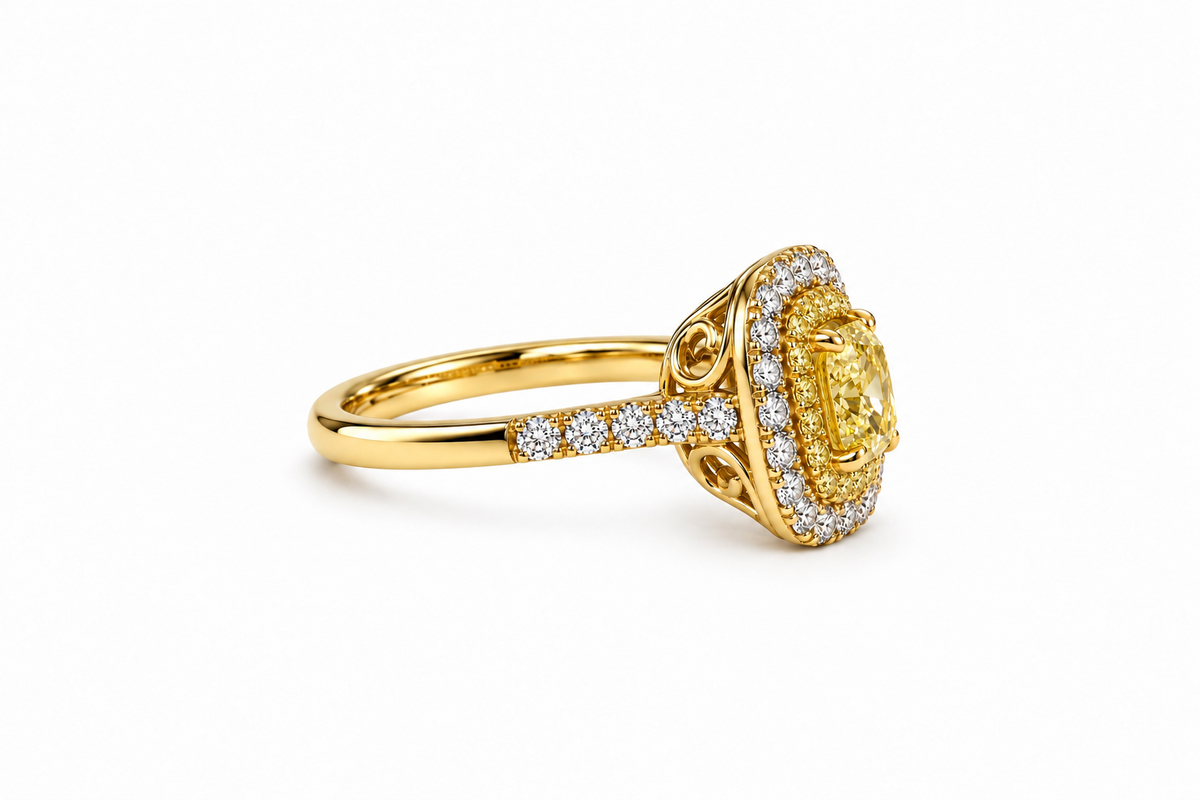 Yellow Cushion Ring
