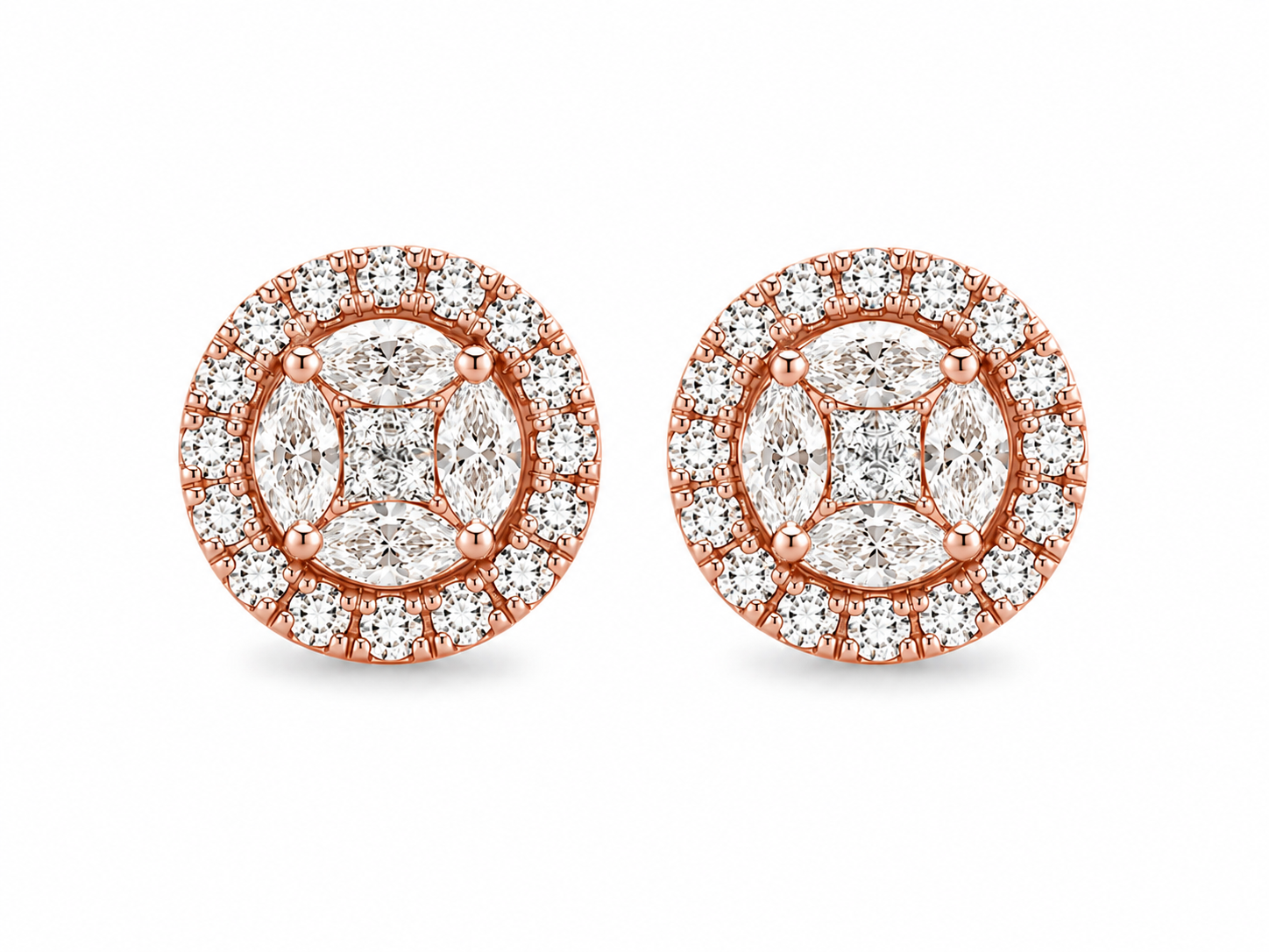 Halo Round Pearshape Stud