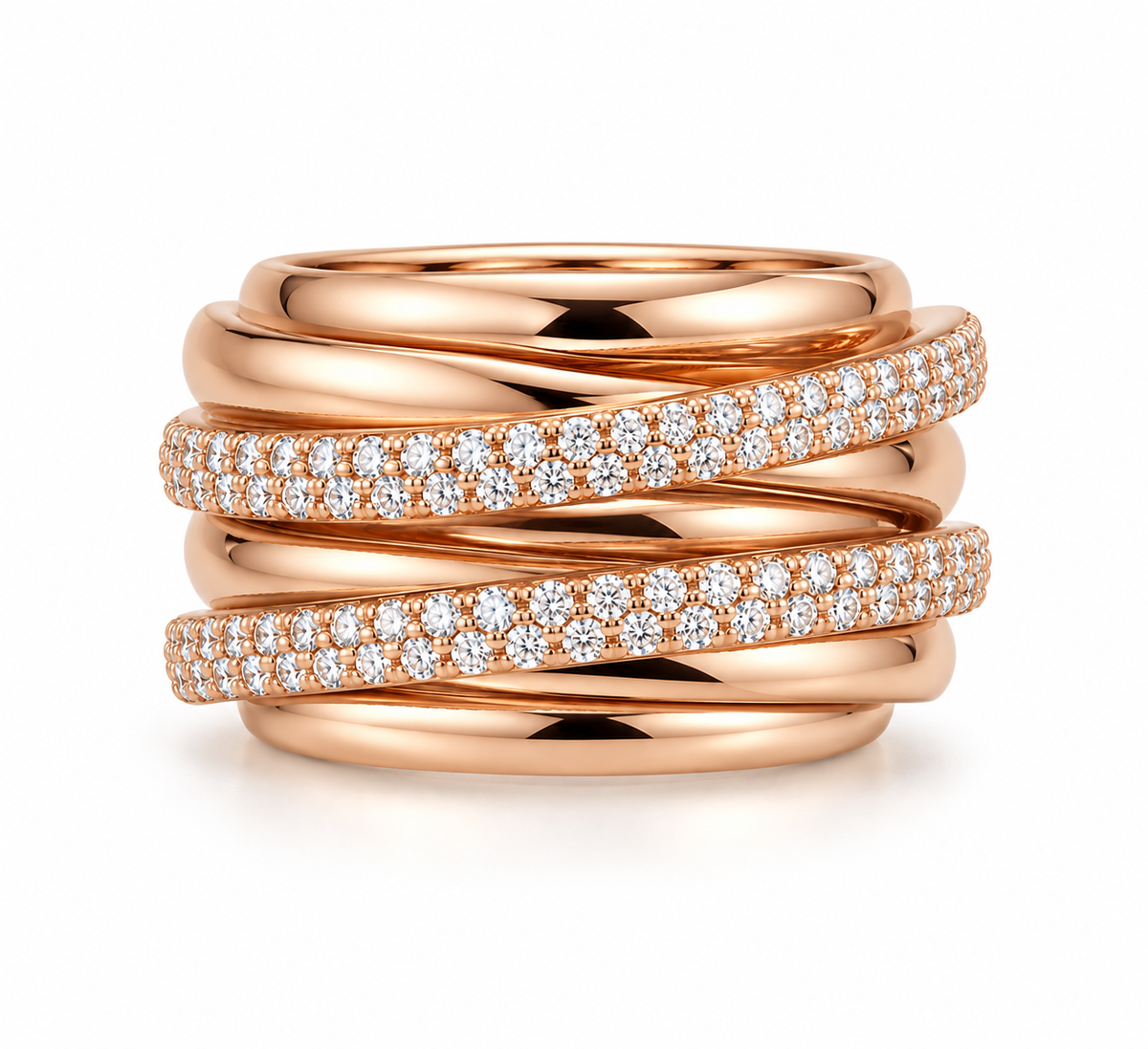 Large Crossover Diamond Ring