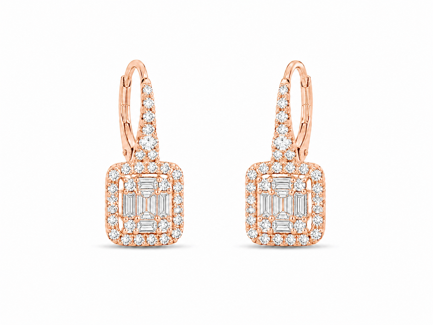 Halo Emerald Drop Earrings