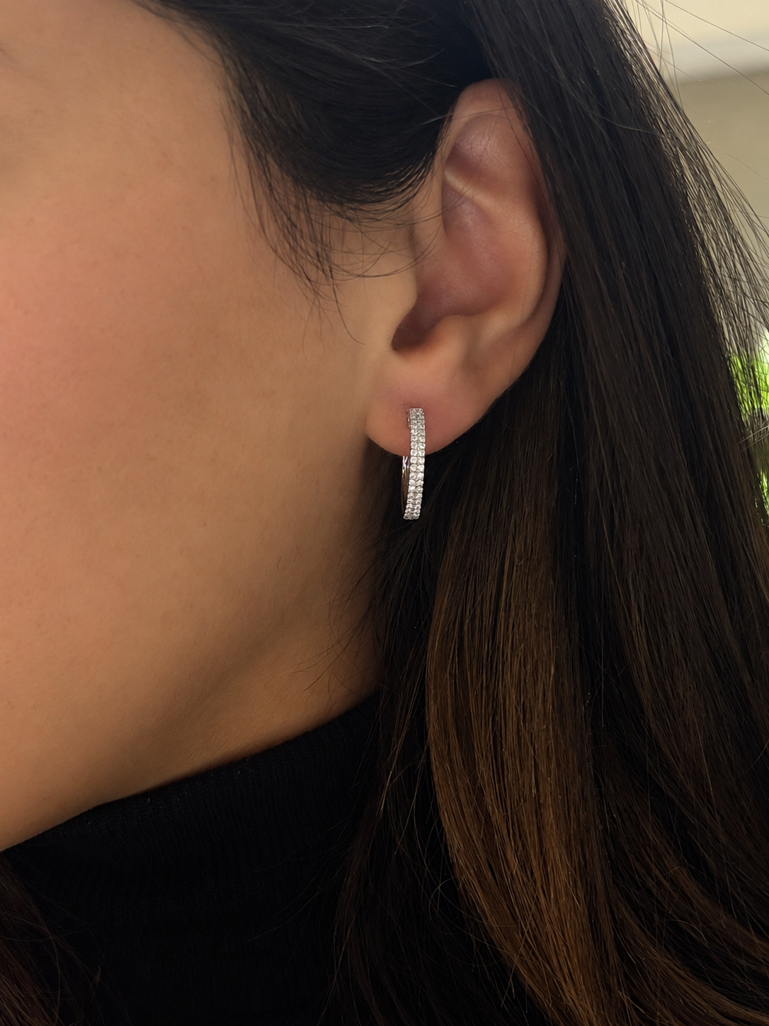 Double Row Diamond Hoop Earrings