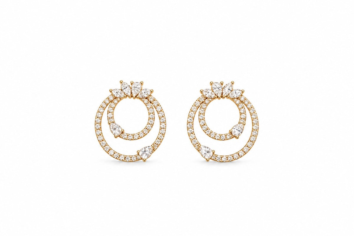 Double Circle Diamond Earrings