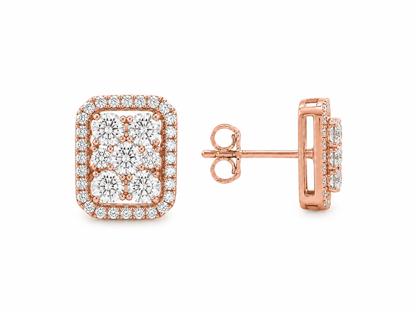 Emerald Halo Diamond Stud