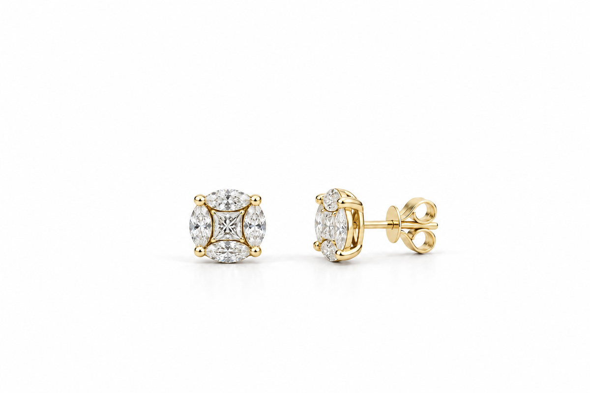 Princess Marquise Diamond Stud Earrings