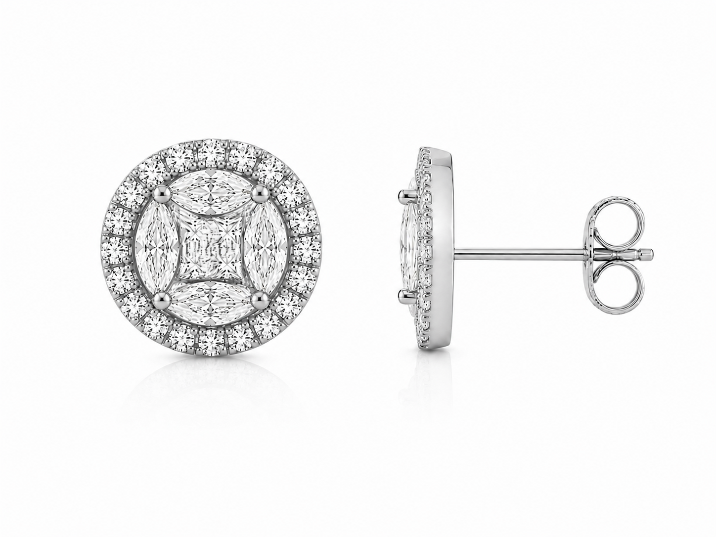 Halo Round Pearshape Stud