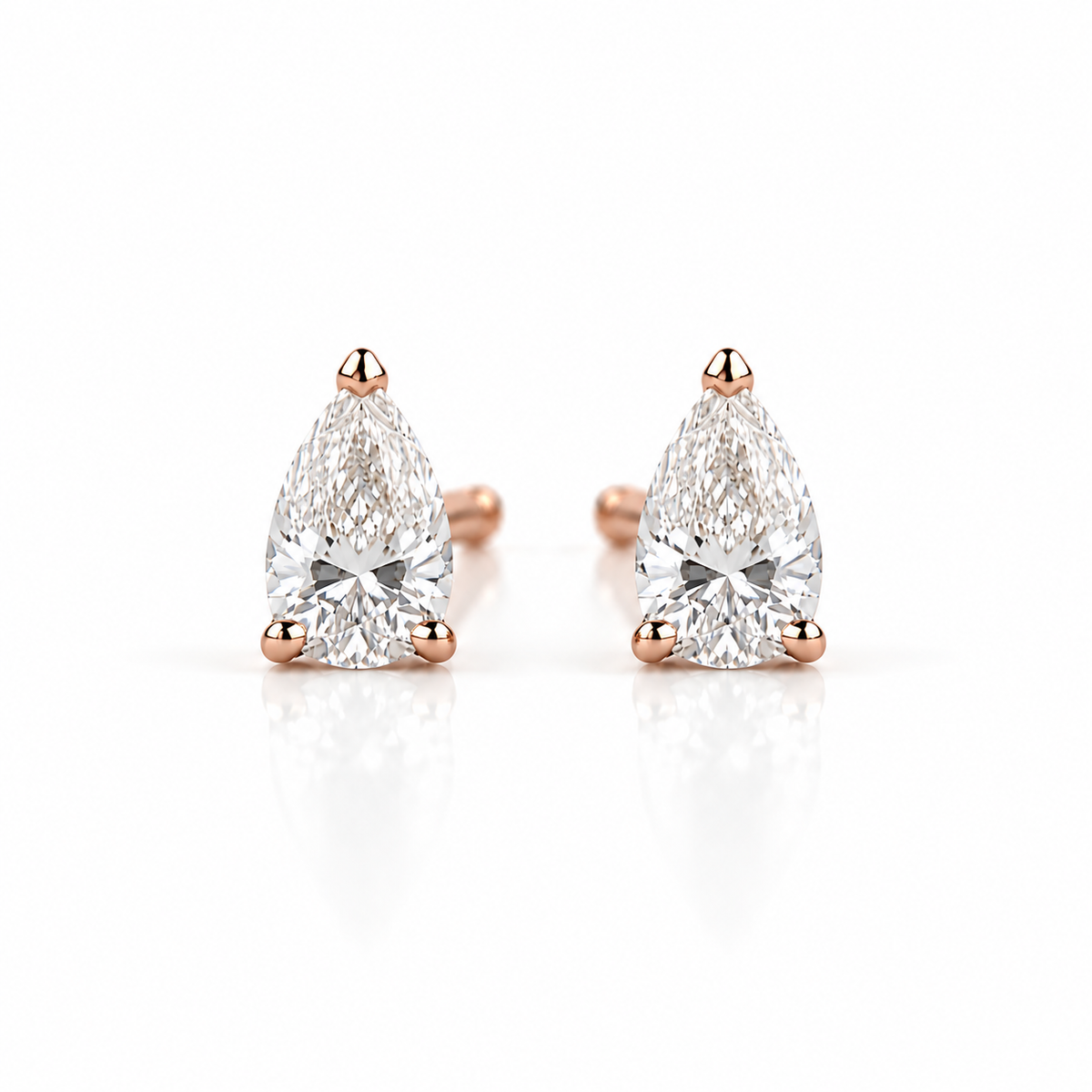 Pear-Cut Solitaire Stud Earrings 0.30ct - 18K Gold