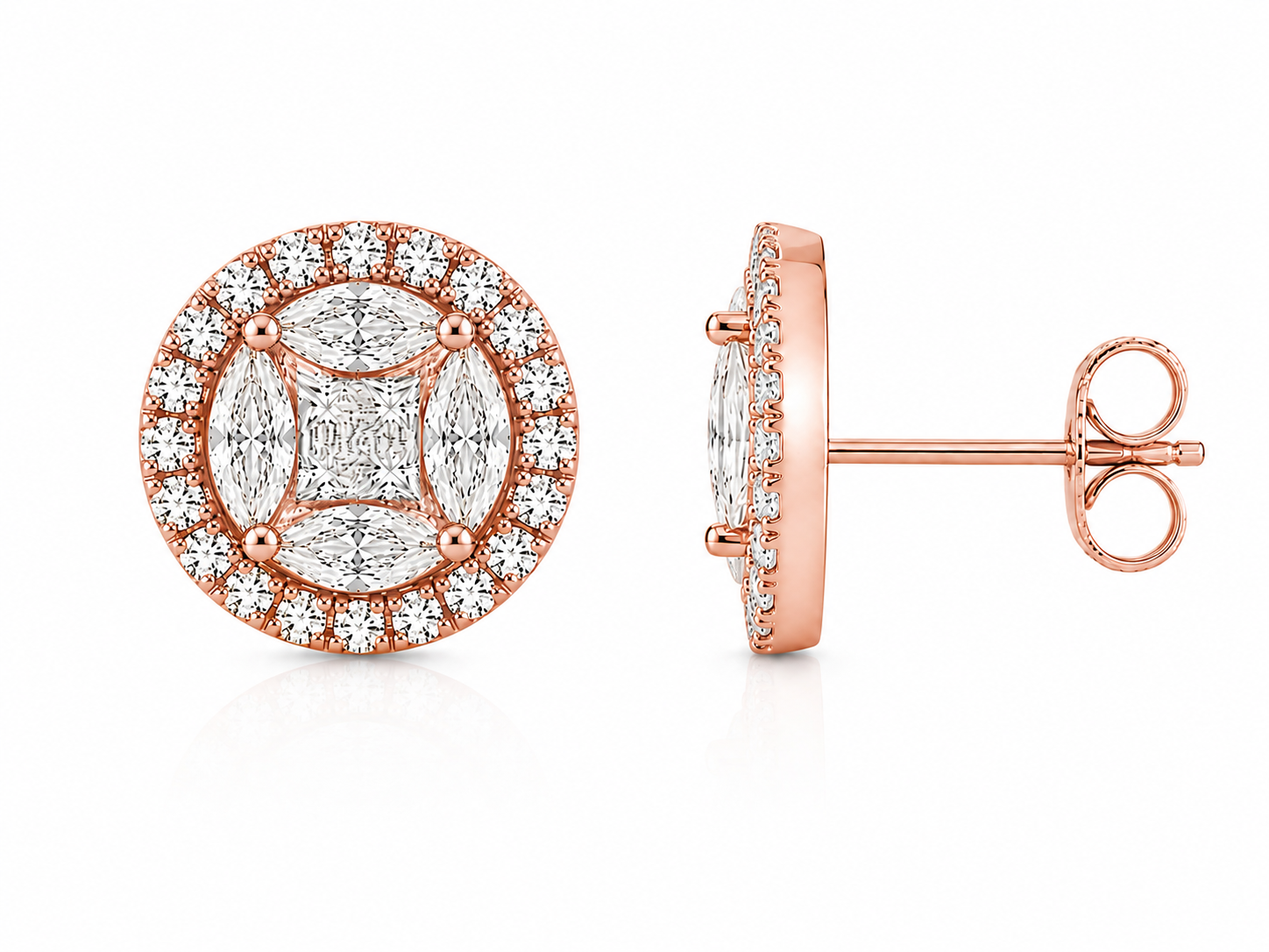 Halo Round Pearshape Stud