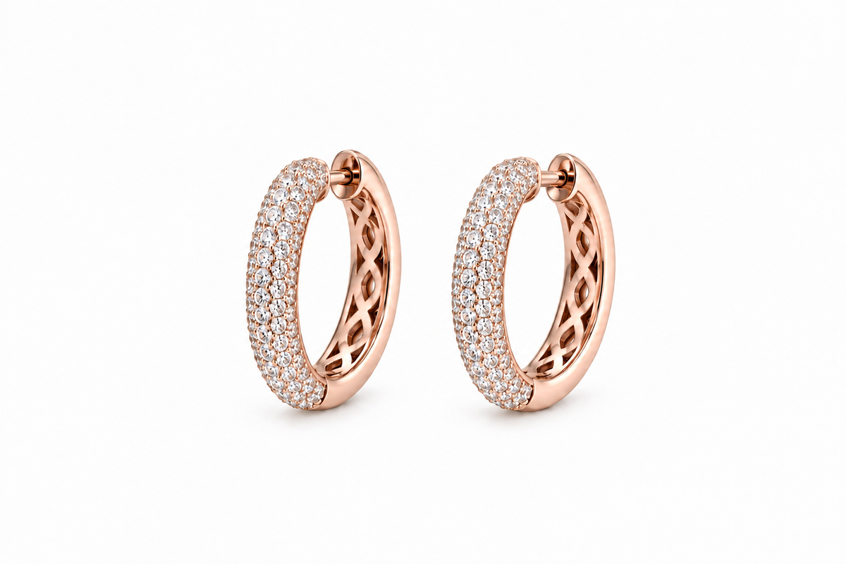 Pavé Elegance Diamond Hoops