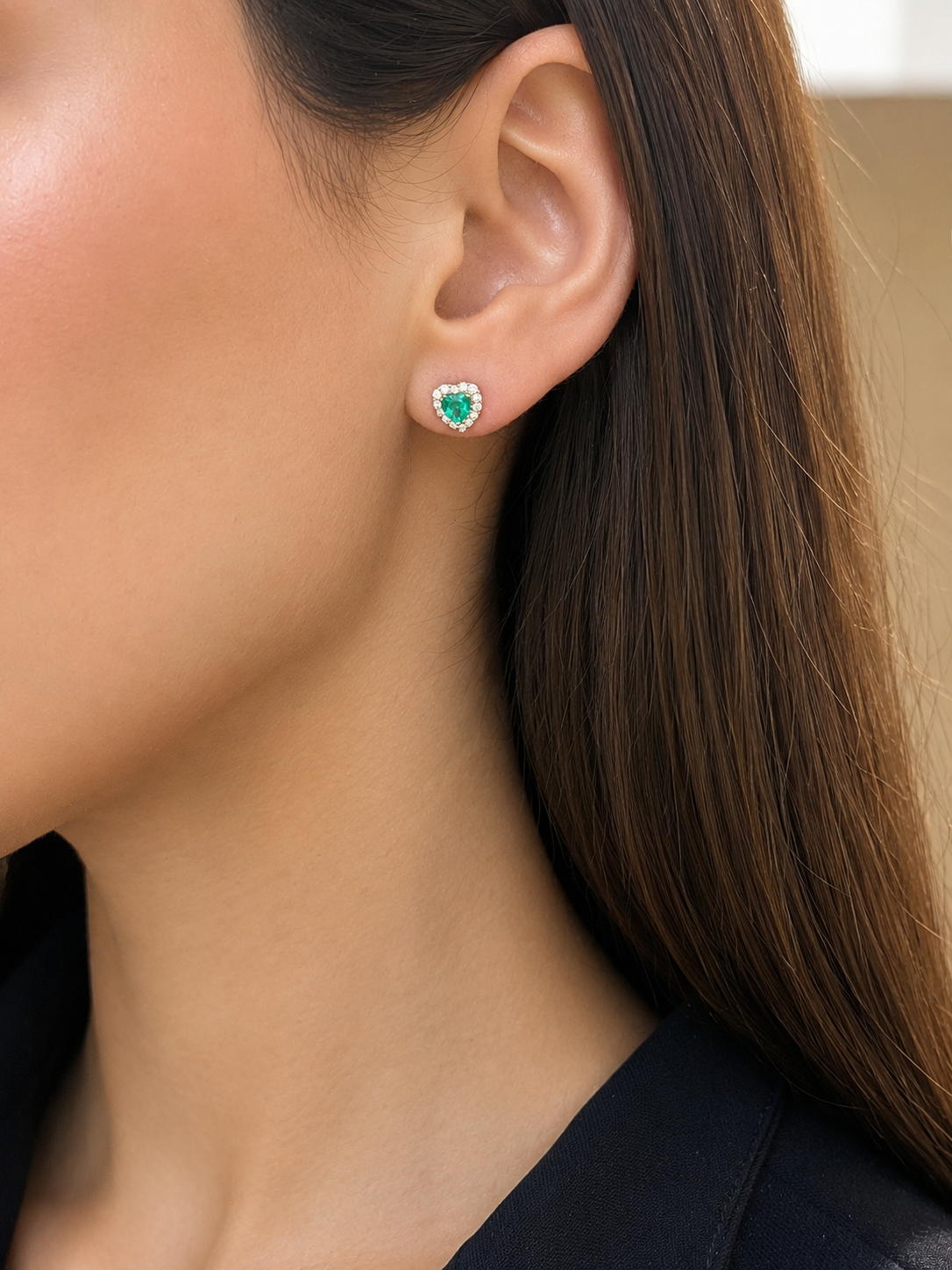Emerald Heart Stud