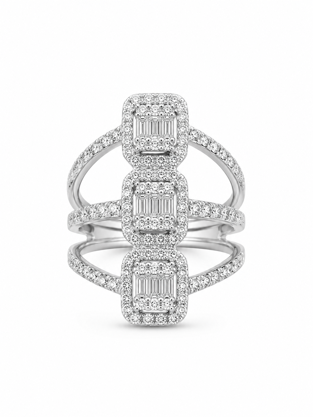 Three Emerald Diamond Ring